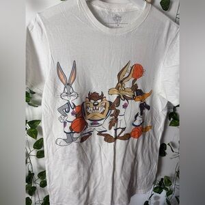 Space Jam looney Tunes White Short Sleeves Women's 100% Cotton